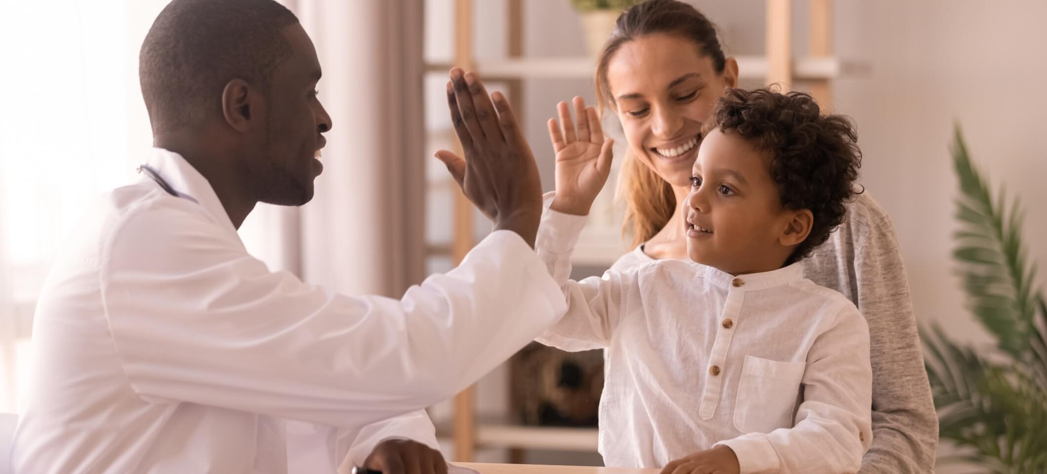 Doctor building relationship with patient running clinic successfully