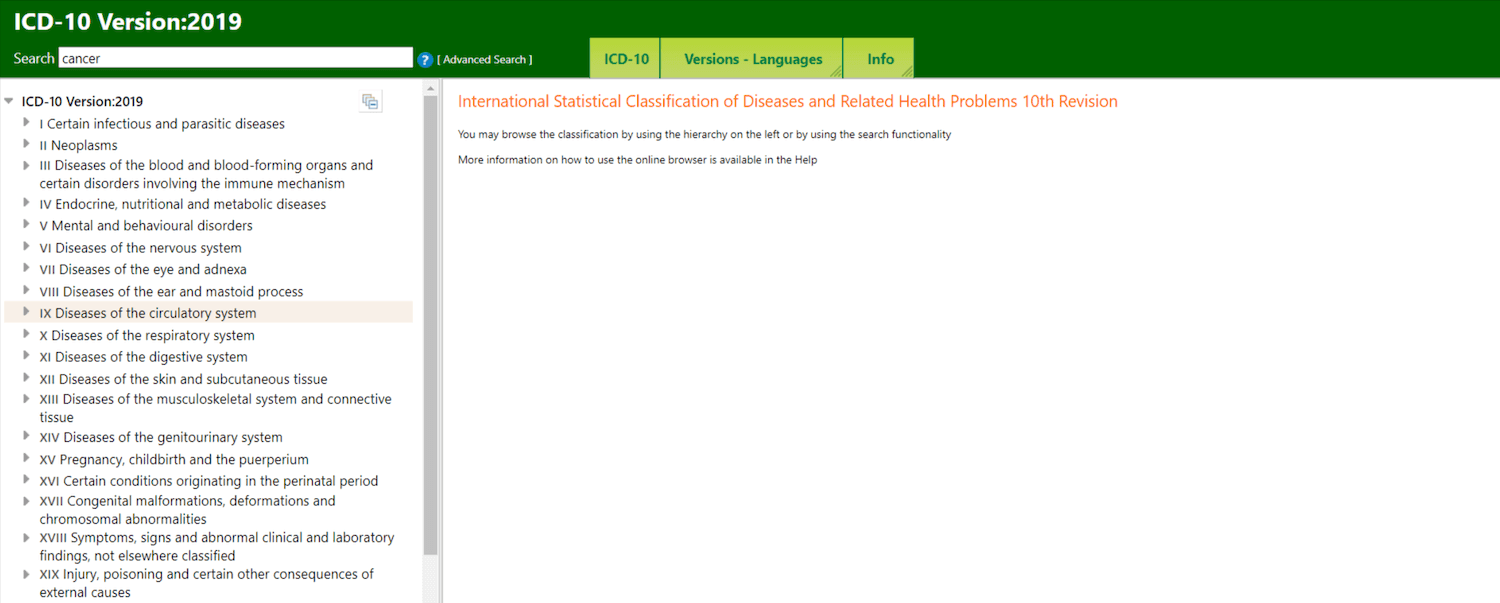 The WHO ICD-10 website